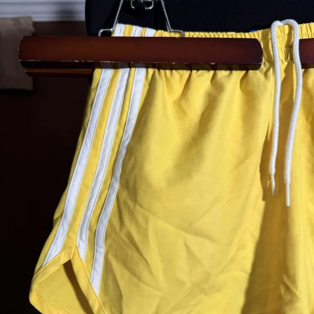 Adidas Yellow Vintage Athletic Swim Shorts with Stripes - Picture 5 of 7